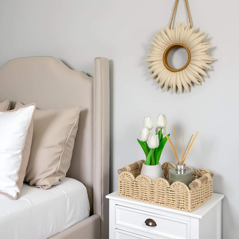 CubesLand Scalloped Decor Basket for Living Room, Home, Bathroom, 2SAME SIZE Paper Rope Basket, Toilet Storage Baskets for Over Toilet Storage Shelf, Cute Woven Basket Both Storage&Decor, Beige - Image 4